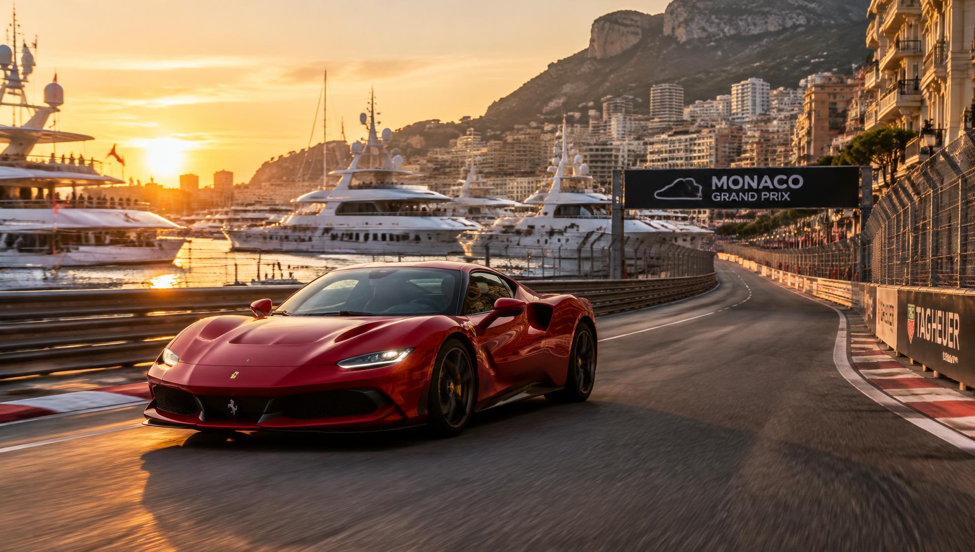 Monaco Car Hire — Ferrari on Monaco Grand Prix circuit